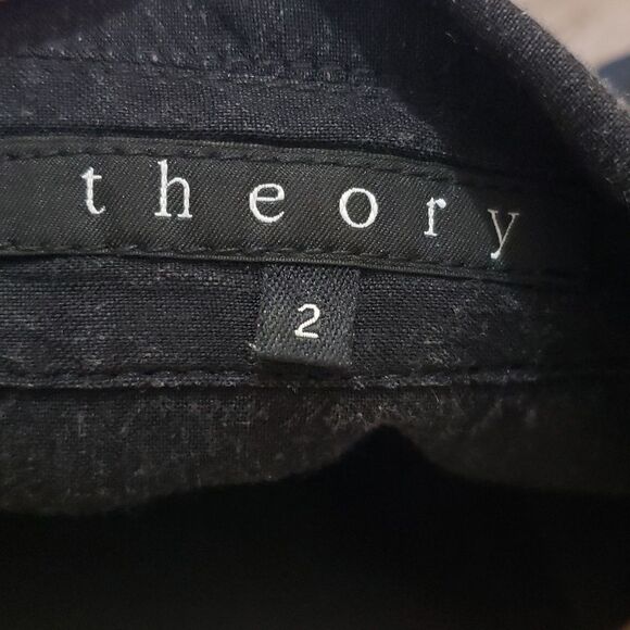 Theory Size 2 XSmall Black Linen Cropped Tie Waist Blazer Jacket - Picture 12 of 12